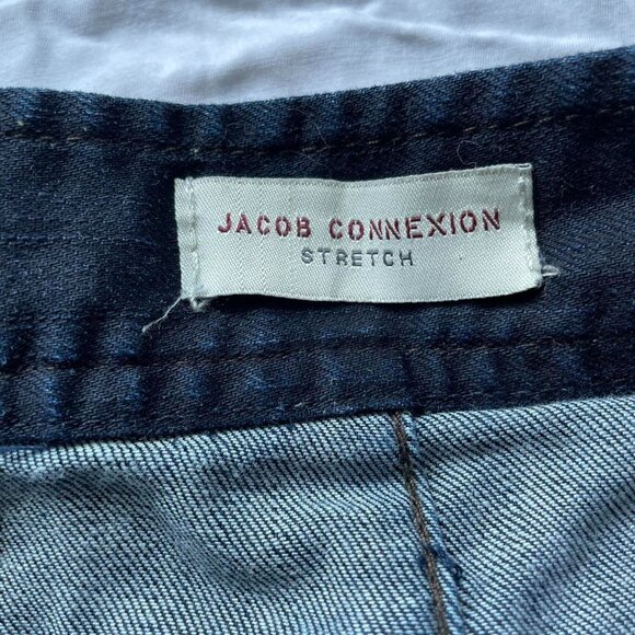 Jacob Connection Dark Wash Denim Y2K Pleated Low Rise Mini Skirt - Picture 5 of 6